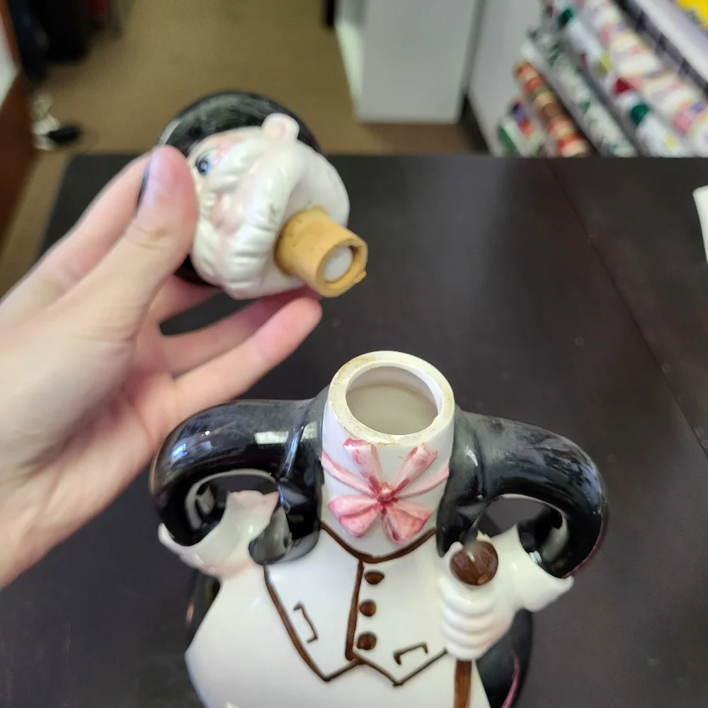 Man shaped bourbon decanter ceramic with cork